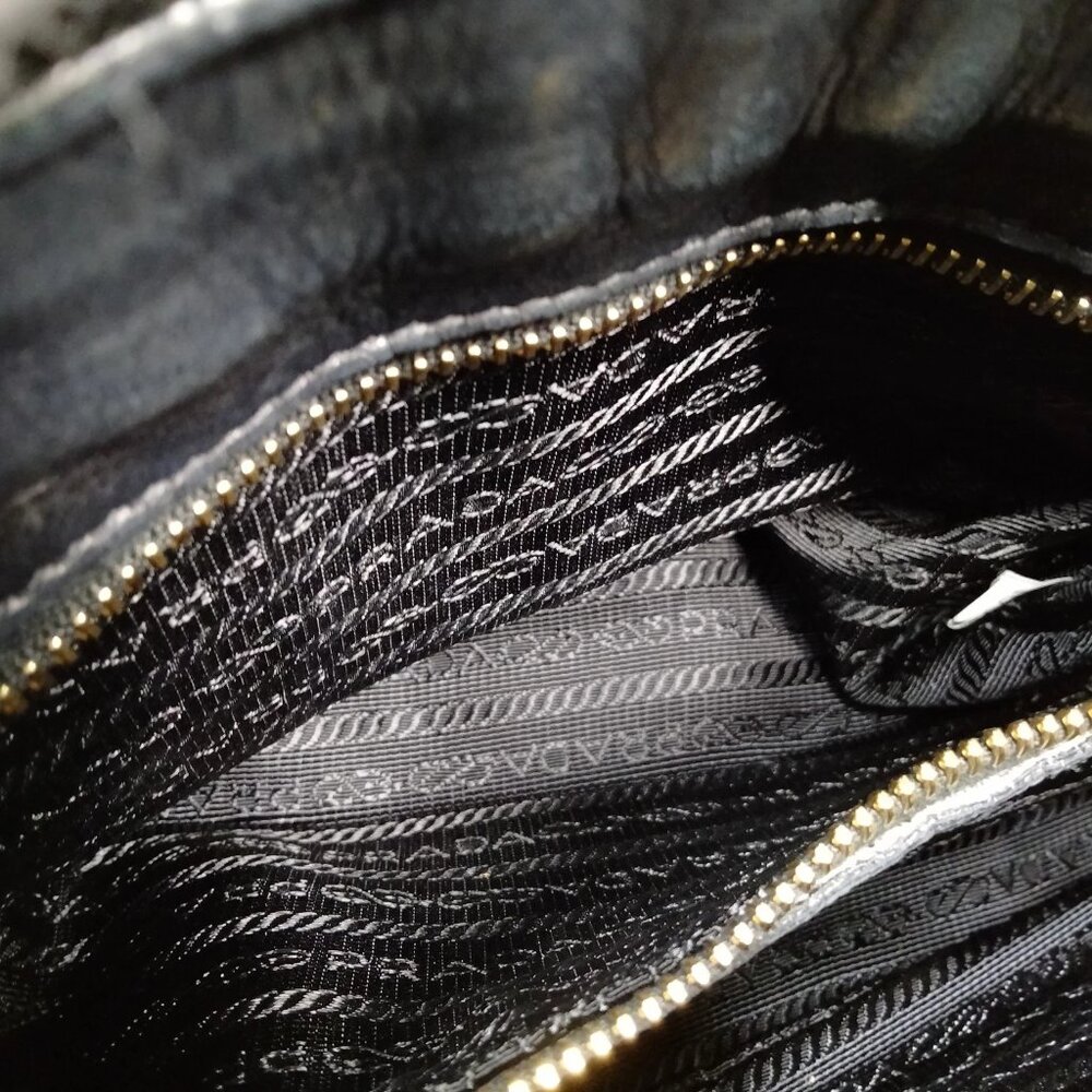 Authentic Prada Hand Bag Nappa Gaufre 2way Black Leather mn720-121725 - Picture 13 of 16